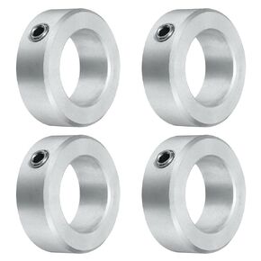uxcell 4pcs Set Screw Collars 1-1/4" Bore, Aluminum Shaft Collars, 2" OD and 11/16" Thickness, Set Screw Clamp Collar, Stop Collar for Linear Rod Shaft Guide