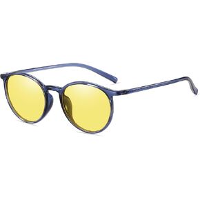 DUCO Night Vision Glasses for Men Women Round Anti Glare Glasses Night Driving Polarized UV400 Protection Yellow Glasses 305Y