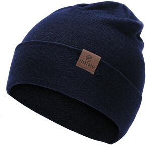 XXL Oversize Mens 100% Merino Wool Beanie Hat, Warm Winter Knit Wool Cap for Women Men Large Size Stretchy Cuff Hat