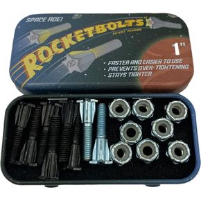 Rocket Bolts Black/Silver Skateboard Hardware Set - 1"