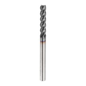 HARFINGTON Carbide Square Nose End Mill Bit 1/8" Cut Dia 4 Flutes TiAlN Coated Milling Cutter for Hardened Steel Metal (1/8" Shank 1/2" Cut Length 1-1/2" Long 30 Degree Helix)