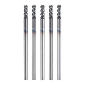 HARFINGTON 5pcs Carbide Square Nose End Mill Bit 5/64" Cut Dia 4 Flutes TiAlN Coated Milling Cutter for Hardened Steel Metal (5/64" Shank 3/16" Cut Length 1-1/2" Long 45 Degree HRC53-55)