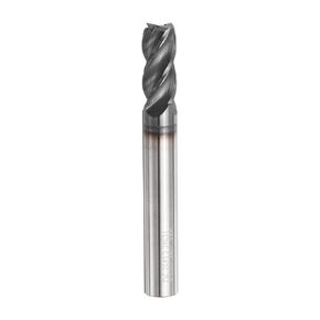 HARFINGTON Carbide Square Nose End Mill Bit 1/4" Cut Dia 4 Flutes TiAlN Coated Milling Cutter for Hardened Steel Metal (1/4" Shank 1/2" Cut Length 2" Long 30 Degree Helix)