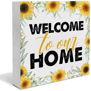 Rustic Gather Here with Grateful Hearts Wood Box Sign Art Desk Decor Farmhouse Wood Block Sign Decor for Home Kitchen Dining Room Shelf Wall, House Warming Gifts