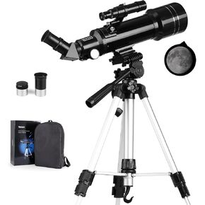 Astronomical Telescope, Pro 400/70 FMC Refractor Telescopes with Adjustable Tripod & & Finder Compass Portable Travel Telescope Perfect Portable Scope for Adult Children Teens