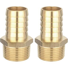 Brass Hose Barb Fittings 3/4" Barb x 3/4" NPT Male Thread Metals Adapter Connector for Water Fuel Air (2 Packs)