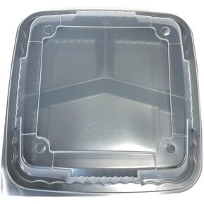8" x 8" x 3", 1 Compartment Tray with Translucent Vented Lid. Combo Pack (Tray and Lid). 75 Trays and 75 Lids. Pebble (1-Compartment)