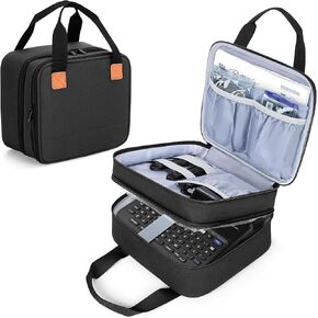 LUXJA Label Maker Carrying Case Compatible with Brother P-Touch PT-D610BT / PT-D410 / PT-D460BT, Storage Bag for Brother Label Printer with Multiple Pockets, Black