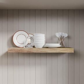 ROGMARS Black Floating Shelves for Wall, Solid Wood Bathroom Wall Shelves, Small Wall Mounted Floating Shelf for Kitchen, Living Room, Bedroom, Heavy Duty Invisible Bracket, 16 x 6.7 x 1.6 inch