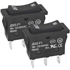 KCD4-3NC 3 Pins 3 Positions Double Side Momentary Rocker Switch - 125/250V 16A, High Precision Mechanism