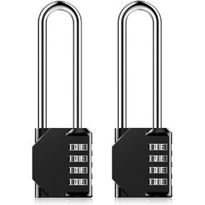 5 Inch Ultra Long Resettable Combination Padlock, 4 Digit Set Your Own Combination Combo Lock Outdoor for School Gym Employee Locker Lock, Hasp Storage, Fence Gate, Toolbox, Case (2 Pack Black)