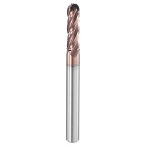 HARFINGTON Ball Nose End Mill 4 Flute 11/64" Diameter 3/16" Shank Tungsten Carbide TiAlN Coated Spiral CNC Router Bits 5/8" Cutting Length Single End Ball for Carving Engraving Grinding