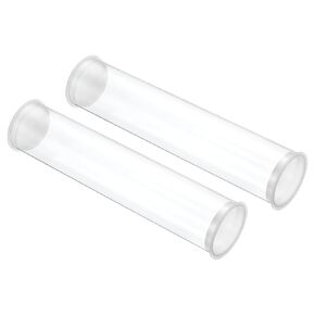 PATIKIL 7.9"L x 1.7"Dia Clear Storage Tubes, 2Pcs PC Plastic Transparent Hollow Round Rigid Tube with Cap for Beads Bath Salt Container Wedding Party Favors