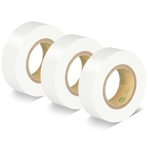 White Electrical Tape, UL Approved, Industrial Grade Electrical Tape, Multipurpose Electric Tape for Wrapping Wiring Harness, Electric Insulating, 0.7in X 33ft (3 Pack)