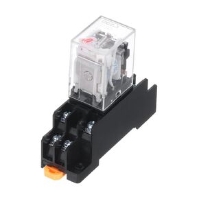 MECCANIXITY 1 Set AC110V Electromagnetic Power Relay 8-Pin AC/DC DPDT 2NO+2NC Relay Coil with Socket Base for Industrial, Home Appliances and DIN Rail System with LED Indicator