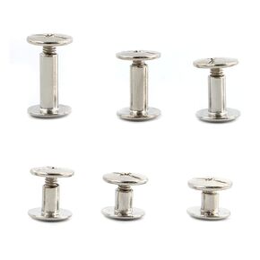 120 Sets Chicago Screws Assorted Kit, 6 Sizes Screw Rivets, Leather Rivets Kit for DIY Leather Craft Bookbinding (M4*4,5,6,8,10,12) (Silver)
