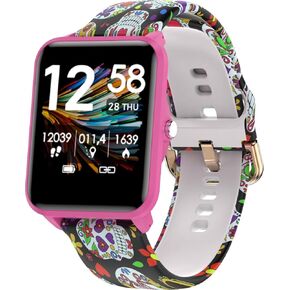 bemi Kix-m Smartwatch Fitness Tracker - Heart Rate Monitor, Blood Oxygen, Sleep Tracking, Pedometer Step Calories Tracker - 1.5 Inch Touchscreen IP68 Waterproof Women Men - Pink