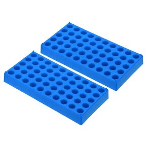 PATIKIL Vial Rack for 4ml Autosampler Vials, 2 Pack Vial Tray Holder 50-Well Stackable Test Tube Rack Vial Holder for Microcentrifuge Tubes, Blue