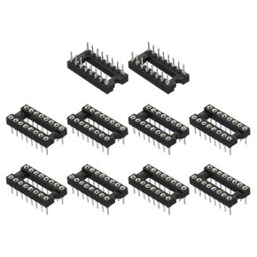 MECCANIXITY 2.54mm Pitch 16 Pins DIP IC Socket Connector Dual Row 7.6 Row Pitch Round Pins Soldering for Electronics Experiment DIY 30 Pcs