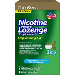GoodSense Nicotine Polacrilex Lozenge 2 mg (Nicotine), Stop Smoking Aid, Mint Flavor, 216 Count