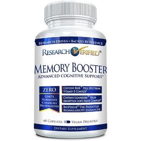 Research Verified Memory Booster - Nootropic Supplement - Enhance Cognition and Memory - Lion’s Mane, Ginkgo Biloba, BioPerine - 60 Capsules - Non-GMO - Made in The USA