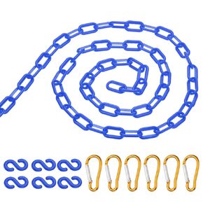 PATIKIL 20Ft Plastic Chain Barrier, Safety Link Chain with 6 S-Hooks and 6 Clips for Crowd Control at Driveway Elevator Parking Lot, Black