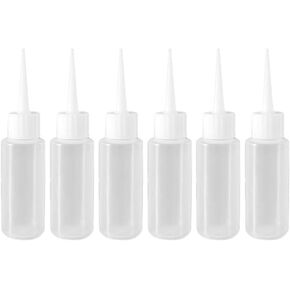 6 Pcs Plastic Squeeze Bottles, Plastic Bottle Pointed Mouth Top Cap 50ml Squeeze Bottles Refillable Empty Dispensing Bottles Small Condiment Bottles for Essential Oils Liquid Painting Crafts,Art,Glue
