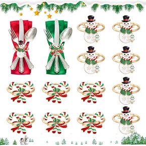 12 Pcs Christmas Napkin Rings Xmas Napkins Holders Rings Elegant Gold Deer Elk Christmas Tree Napkin Rings Serviette Napkin Buckle (Christmas Tree, Christmas Wreath, Christmas elk)