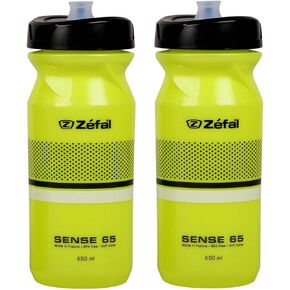 Zefal Sense M65 Road Bike Water Bottles 650ml in High Visibility Neon Yellow (2 Pack)