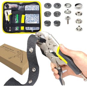 MinliGUY Snap Tool Heavy Duty, Snap Fastener Tool for Boat Cover/Canvas Metal Snaps Button Installation, Snap Repair Kit with Pliers and 15mm Stainless Steel Snaps Marine Grade 60 Set