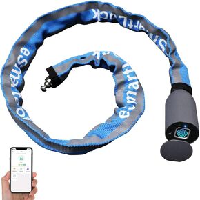 Heavy Duty Anti Theft Chain Lock, 3.3FT Long Keyless Fingerprint Bluetooth Electronic Digital Lock for Bike Scooter Outdoor Fence Gate, Electric Scooter Bike Accessories for Adults - Gray