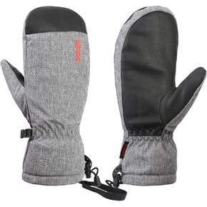 Ski Mittens, Winter Snowboard Mittens Gloves Waterproof Snow Gloves Leather Mittens for Outdoor Activitives Men Women