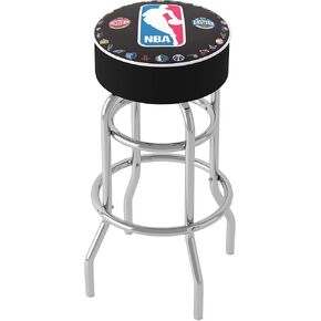 مقعد بار عالمي يحمل علامة تجارية - شعار NBA NBA مع مقعد جميع الفرق مع مقعد مبطن بالفوم - كرسي دوار لغرفة الألعاب، أو المرآب، أو بار المنزل