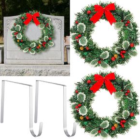 Crowye 4 Pcs 17.72 Inch Independence Day Headstone Wreath Set Includes 2 Pcs 17.72" July 4th Wreath Patriotic Cemetery Wreath 2 Pcs 8" Easel Stand Tombstone Wreath Holder Memorial Day Grave Wreath