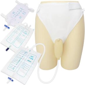 Wearable Urinal for Men Elderly,Reusable Condom Catheter Urine Collector Bag,External Drainage Bag2000ml,1000ml,500ml Leg Bags,Latex Material,Portable Professional for Bedridden Incontinence