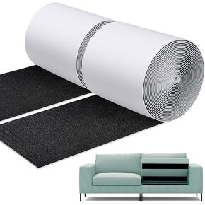 Hook and Loop Tape with Adhesive 5.1'' x 20 Feet, Self Adhesive Hook and Loop Strips Keep Sofa Cushions from Sliding, Keep Carpet in Place, Heavy Duty Non Slip Cushion Pads Sheets-Black