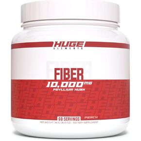 Huge Supplements Fiber, 10 Grams of Premium Psyllium Husk Powder, Soluble Fiber for Digestive Health & Functions, Natural Prebiotic with Delicious Flavors (60 Servings) (Strawberry) in Kuwait
