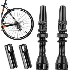 2PCS 44mm Tubeless Presta Valve Stem, Bluck Lightweight Alloy Bike Valve Stem Kit with Valve Core Removal Tool and Valve Stem Cap, for Bicycle Tire Valve Stem Replacement(44mm 15g) in Saudi Arabia