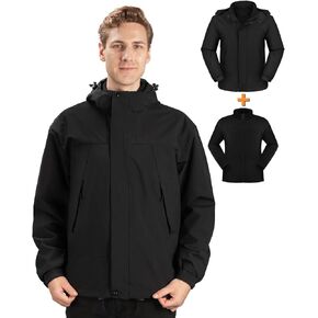 Ski Jackets for Men 3 in 1 Winter Jacket Waterproof Snow Coat with Removable Hood for Outdoor Hunting Skiing