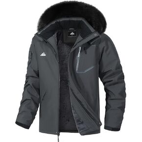 Men's Waterproof Ski Jacket Warm Winter Snow Coat Mountain Windbreaker Fur Hooded Snowboarding Jakcet Parka