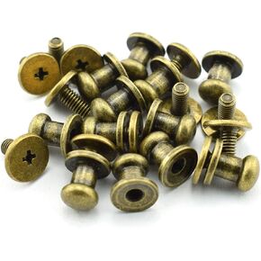 Head Button, 30 Pack Round Head Button Stud 6x8x8mm Screw Back Spots Nail Rivet for DIY Leather Rivet (Bronze, 8x6 mm)