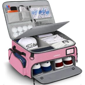 Golf Trunk Organizer, Waterproof Car Golf Locker with Separate Ventilated Compartment for 2 Pair Shoes, Golf Storage for Balls, Tees, Cap, Clothes, Gloves, Accessories, Gifts for Men, Women