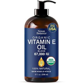 Organic Vitamin E Oil Blend 67000 IU - 8 fl oz - Vitamin E Oil for Skin, Scars, Face - Made from 100% Pure and Natural Oils - Vit E Oil - Aceite de Vitamina E - Nexon Botanics