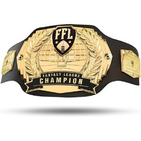 TrophySmack Fantasy Football Championship Belt | Customizable Engravings | Gold or Silver Finish, 12 Years of Past Winners