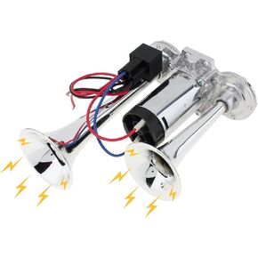 12V Air Horn for Truck, 150DB Dual Trumpets Super Loud Electric Car Air Horn Kit with Compressor for Cars Trucks Lorry Trains Boats