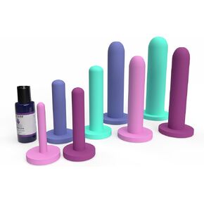 Comfort 8-Dilator Kit - Premium Soft Silicone - Pelvic Floor Muscle Dilator Exerciser Trainer Set - 8-Pack Sizes 1-8 - Glide Personal Moisturizer Included - $8 Value!