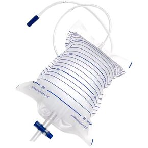 Urinary Drainage Bag, 2000mL, Anti-Reflux Valve, Easy Drain Switch, for Home and Hospital Health Aids (1 Pack)