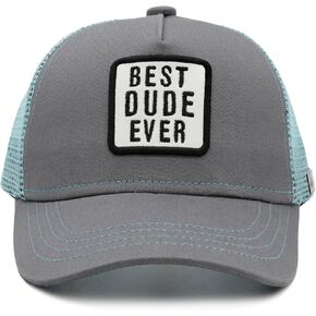 Toddler Best Dude Ever Trucker Hat, Adjustable Embroidered Mesh Baseball Cap Snapback for Kids Age 2-8 Grey