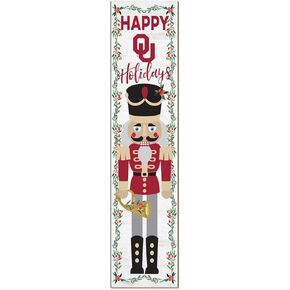 KH Sports Fan Oklahoma Sooners Nutcracker Porch Leaner, 11x46 Inches, Sooners Outdoor Christmas Sign; Display Some Holiday Cheer with This Oklahoma Sooners Nutcracker Sign