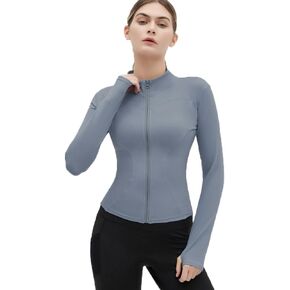 Women's Lightweight Workout Running Jackets Athletic Jackets Full Zip for Women Slim Fit Yoga Jacket with Thumb Holes